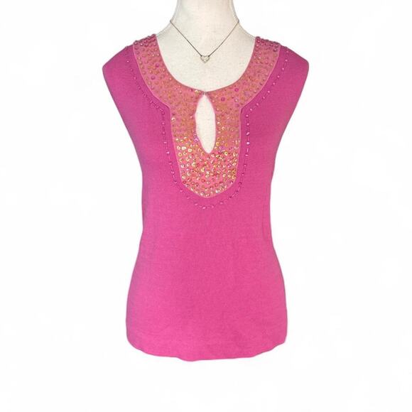 Nygard Collction Tops - Nygard Collction Y2K Fairy vintage Pink silk sequin beaded embellished tank top